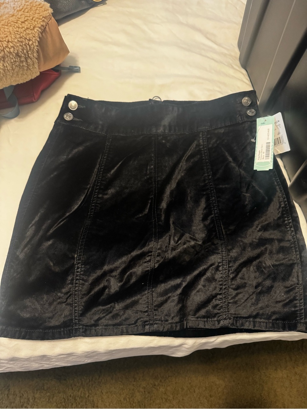 NWT Free People Kimora Black Velvet Mini Skirt Size 10